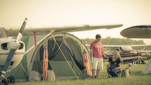 AOPA's Natalie Bingham, and her brother Chaz, camping with her Cessna 172.
Air Venture South 40 Camping
Oshkosh, WI USA