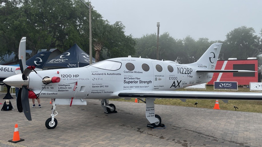 The E1000 AX will come in many colors, though Epic Aircraft opted to highlight the new features on the display model at the Sun 'n Fun Aerospace Expo. Photo by Kollin Stagnito.