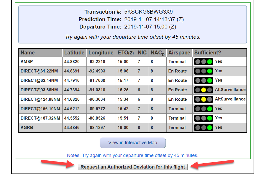 Here is an example of surveillance analysis and where the next link is located to request an authorized deviation (graphic courtesy of FAA). 